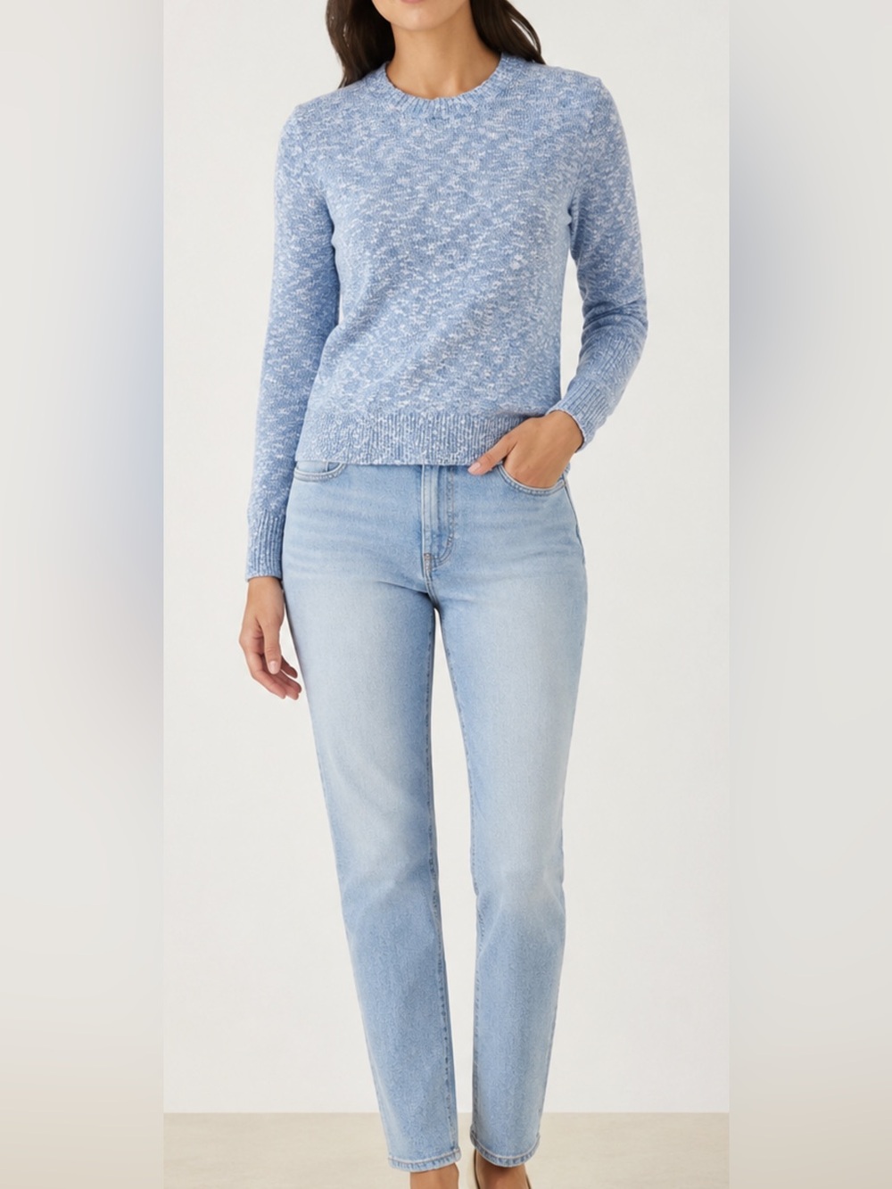 J.Crew XXS Blue White Marled Crewneck Sweater NWT Style BQ689 $98